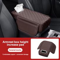 Automobilio porankio tipo servetėlių dėžutės, porankio pagalvėlė, centrinės konsolės apsauginis dangtelis su šonine laikymo kišene, automobilio interjero aksesuarai ruda