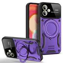 Smūgiams atsparus šarvų žiedo laikiklis telefono dėklas, skirtas Samsung Galaxy A04 A04E A04S Magsafe belaidžio įkrovimo magnetinis dangtelis Samsung A04 violetinė