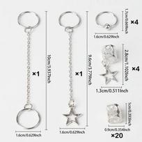30 vnt. Nešvarios kasos perukas Lydinio kasų plaukų aksesuarai Plaukų priauginimo žiedas Tuščiaviduris žvaigždės pakabukas Personalizuotas
