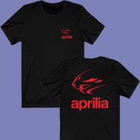 Aprilia Racing Vyriški Juodi Marškinėliai Madingi Gatvės Hip-hop Roko Trumpomis Rankovėmis Moteriški Apvalios Kaklo Viršutiniai S juoda