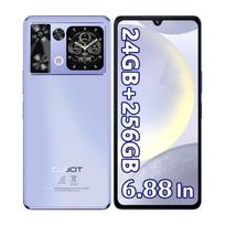 CUBOT P90 Išmanusis telefonas Android 15, 24GB RAM + 256GB ROM, 6,88  HD+ 120 Hz ekranas, 1,72  galinis lietimui jautrus ekranas, 64MP+16MP, 5100 mAh, NFC/Veido atpažinimas/Piršto antspaudas violetinė