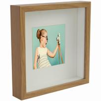 3D nuotraukų rėmelis gilus Shadow Box 23X23  ( 25X25 )Cm Kvadratinė Ąžuolinė