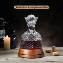 Premium Rotating Tumbler Wine Decanter with Swirl Wood Base