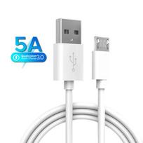 5A mikro USB laidas, skirtas Samsung Huawei Xiaomi 1M/2M greito įkrovimo duomenų kabelio laidas, baltas paryškintas laidas, skirtas mikro 2M balta