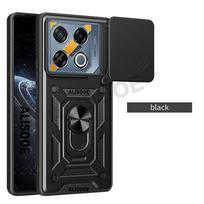 Dėklas Infinix GT 20 Pro (X6871) Dėklas su slankiojančia kamera, žiediniu stovu, apsauginis dangtelis Infinix GT 20 Pro, atsparus smūgiams, Capa for Infinix GT 20Pro juoda
