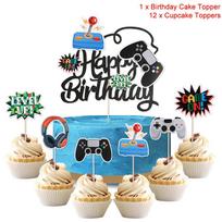 13Pcs/set Video Game Cake Toppers Game On Controllers Cupcake Picks Kids Boy Girl Happy Birthday Party Cake Decoration Supplies