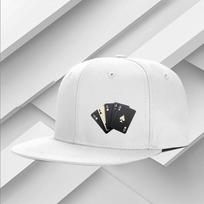 Four Aces Playing Cards Print Flat Brim Snapback Hat Polyester Casual Adjustable Hip Hop Cap for Adult One Size