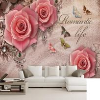 Mural Romantic Rose Flowers 3d Wallpaper Living Room Tv Sofa Wall Mural Home Decor 200 cm(W) x 140 cm(H)
