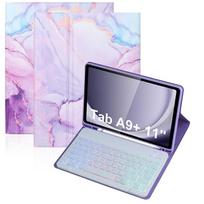Samsung A9 Plus Tablet Bluetooth Keyboard Case: RGB Backlit, Marble Texture Galaxy A9+ SM-X210/X