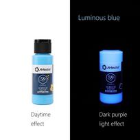 59ML Glow In Dark Acrylic Paint for Hand-Painted Wall Creative Diy Glass Clothes Shoes Luminous Fluorescent Epoxy Resin Pigment mėlyna