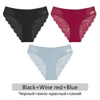 FINETOO 3vnt./rinkinys Seksualios nėriniuotos kelnaitės Moteriškos gėlėtos kelnaitės S-XL moteriškos apatinės kelnaitės žemu juosmeniu nėriniuotas apatinis trikotažas moteriškas apatinis trikotažas 6 spalvų S&3Pcs