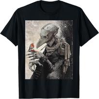 plague Doctor with little Bird Scary Grunge Goth Gothic T-Shirt S juoda
