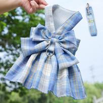 Cute Plaid Skirt Chest Strap Leash Dog Cat Vest Clothes Fighting Supplies Pet Harnesses Walking Pet Accessories Comfortable L