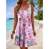 Moteriška suknelė be rankovių Vasarinė Laisva Paplūdimio suknelė Elegantiška Šventinė Midi suknelė Minkšta Patogi Kasdieniam dėvėjimui Vestidos L