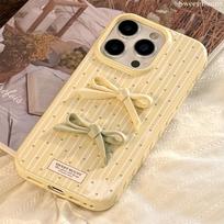 Korean Fresh Polka Dot Bow Iphone16 Mobile Phone Case Apple 15 Soft 13 Three Dimensional 14 Promax Suitable for 12 16promax