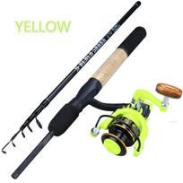 Kelioninės meškerės ritės 2,1 M / 6,8 FT teleskopinės meškerės 13+1BB ešerių upėtakių valčių ritė 2.1M Rod&Reel 1000 geltona