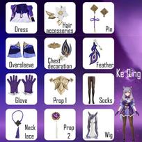 Žaidimas   KeQing Cosplay Kostiumai Helovino Kostiumas Moterims Suknelė  Cosplay Anime Figūrėlė Suknelė Kostiumas Perukas L