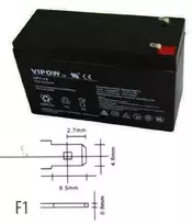 Švino akumuliatorius VIPOW 12V 7.0Ah