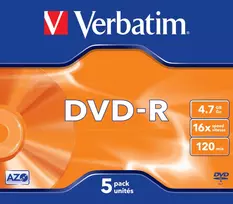 VERBATIM DVD-R 120 min. / 4,7GB 16x 5 vnt. pakuotė, „DataLife Plus“ dėklas, atsparus įbrėžimams
