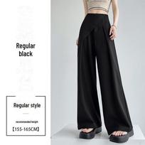High-Waist Wide-Leg Two-Piece Suit for Women L juoda įprasta spalva
