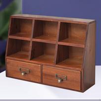 Desktop Countertop Cabinet Wooden Display Shelf Condiment Storage Makeup Tray Box Cosmetics