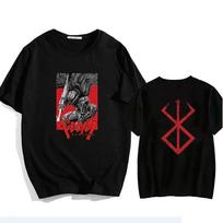 Berserk grafiniai marškinėliai Anime spauda kasdieniai gatvės drabužiai medvilniniai trumpomis rankovėmis užtraukiami madingi viršutiniai drabužiai Unisex marškinėliai laisvi 2XL