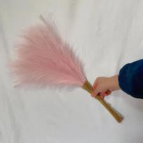 55CM 5VNT Pūkuota Pampų žolė Boho dekoras Gėlė Netikras augalas Nendrė Imuliuota Vestuvių vakarėlio Namų dekoracija Dirbtinės gėlės 5PCS šviesiai rausvos spalvos