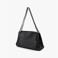 Vienos peties rankinė Natūralios odos moteriška rankinė Lengvo prabangos grandinėlės crossbody rankinė Didelės talpos pirkinių krepšys One Size juoda