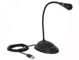 Broadcast Delock USB Schwanenhals Mikrofonas mit Standfu und Mute + On Off Taste