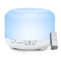 500ML Aroma Diffuser Wood Grain Color, 5V 2A Essential Oil Aromatherapy Diffuser Humidifier with Remote Control  for Home Office gryna balta spalva