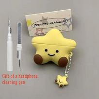 Suitable for Apple Airpods 1 2 3 4 Pro Pro2 Cute Star Moon Pendant Silicone Earphone Cover Comes with Earphone Cleaning Pen For Airpods 1 or 2