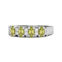 Peridot Oval Half Eternity Ring – 925 Sterling Silver 10 balto aukso spalvos