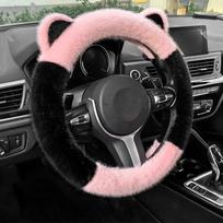 Automobilio vairo neslystanti minkšta miela katės ausų pliušinė vairo apdanga 36-38cm universalus