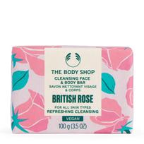 The Body Shop British Rose Cleansing Face & Body Soap 100g Gentle Exfoliating Moisturizing Bar For Daily Use