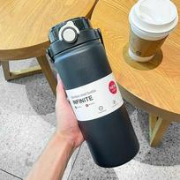 1L/1.2L Didelės talpos termo butelis su šiaudeliu Nerūdijančio plieno termosas vandens butelis Laiko šaltą ir karštą Termosas Puodelis Vakuuminė kolba 1000ML juoda