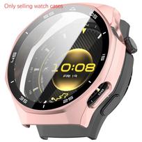 Stiklas+Dėklas, skirtas Huawei Watch GT6 Pro 46mm, Stiklinis Anti-scratch Ekrano Apsauga ir Kietas PC Apsauginis Bamperis, skirtas GT 6 Priedams For GT 6 pro 46mm rožinė