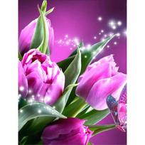 Diamond Painting Flower Full Square/Round Embroidery Floral Diamond Mosaic Cross Stitch Picture Rhinestones Diamond Art Full Round 20X30CM raudona