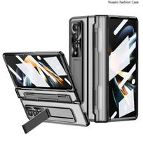 „Hd Clearing“ atrama „Fundament“, skirta „Samsung Z Fold 4 Case Galaxy Z Fold 4 3 5 g“ išlyginamas vyrių dėklas su priekinio ekrano stiklo plėvele For Galaxy Z Fold 3 juoda