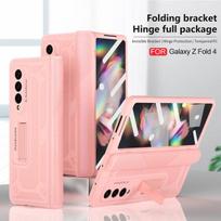 Magnetinis vyrių dangtelis „Samsung Galaxy Z Fold 4 3 2“ dėklui, priekinio ekrano stiklinis šarvuotas stovas, skirtas „Samsung Z Fold 2 3 4 5g“ dėklui For Samsung Z Fold 4 rožinė