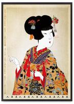 Geišos plakatas japoniški paveikslai juoduose rėmuose 21x30 cm
