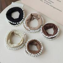 High-value, seamless, ultra-wide wristband, hair ring, pearl head rope, ponytail, balls, hair rope headdress Size fits all