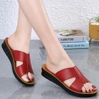 Korean Version Dermis Flat Bottom Anti-slip Women Slippers 2024new Fashion Casual Simple Slipsole Solid Color Sandal Summertime 35 raudona