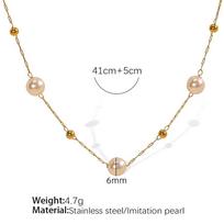 Light Pink Pearl Stainless Steel Necklace – European & American Style Women's Luxury Korean-Inspired High-End Jewelry