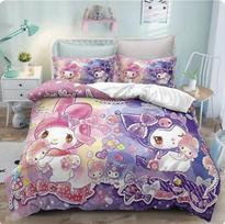 Kuromi antklodės užvalkalas Animacinis mielas Sanrio patalynė Spausdinta antklodė Poliesteris Lovos reikmenys Dviejų dydžių vaikams Dovana Įvairių dydžių EU Single(135*200cm)3pcs