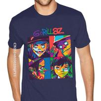 Quality Gorillaz Tee Shirts T-Shirt Men Mens Big Size Black Shirts Fitness TightNormal Tees Hot Sale Cotton Mens Tshirts XXXXL tamsiai mėlyna