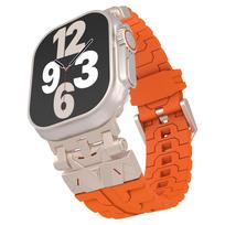 Silicone Sports Band For Apple Watch Ultra 2 Series 10 9 8 7 se 6 5 se Stainless Steel Strap for iwatch ultra 49mm 46mm 44 45mm 49mm(for Ultra 2 1 ) oranžinė