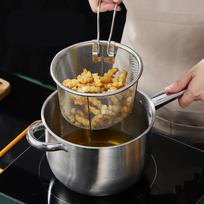 Deep Frying Pot Fryer Pan Container for Electric Gas Stoves Stainless Steel