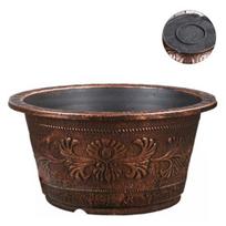 Flower Pot Thickened Resin Decorative Planter with Drainage Holes Large Capacity Bronze Embossed Outdoor Garden Flower Pot S Unperforated