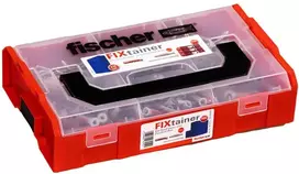 Drėkintuvas Fischer FixTainer - DUOPOWER & DUOSEAL + Schrauben (hellgrau/raudona, 275-teilig)