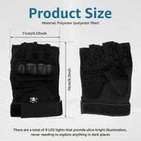 LED Flashlight Gloves Half-Finger Lighted Gloves Flashlight Gloves with 8 LEDs Stocking Stuffers Cool for Running Camping Hiki 1 pair